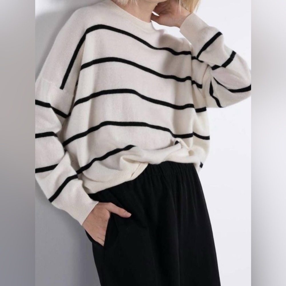 PARRISH LA cashmere charlie top‎ in stripe Size Small